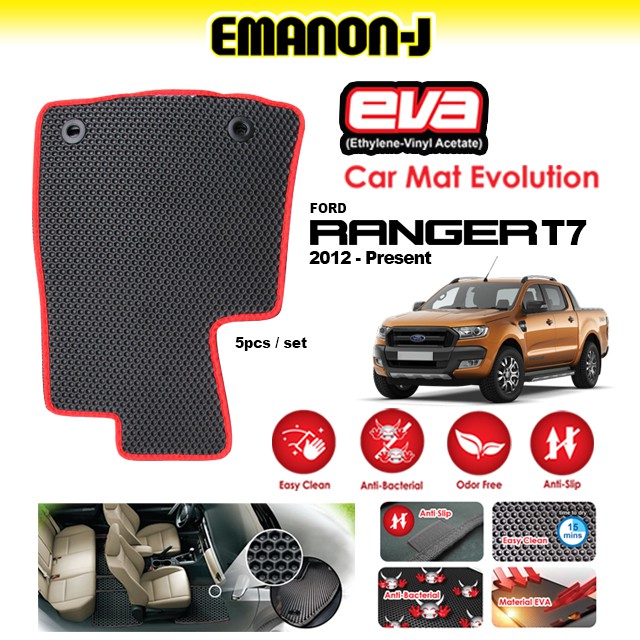 EmanonJ Eva Evolution Car Floor Mat Ford Ranger T7 Red (5 Pcs