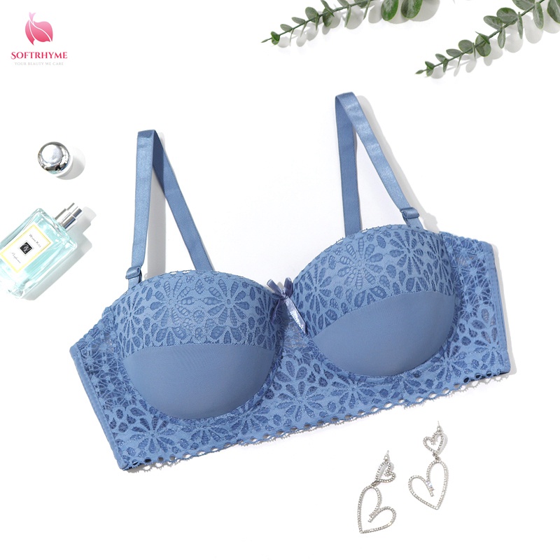 Softrhyme B C Cup Soft Wireless Bras For Women Candy Color Push Up