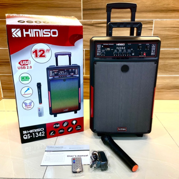 KIMISO QS-1342 PORTABLE KARAOKE PARTY BASS SPEAKER 12" INCH WITH ...