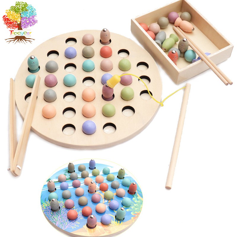 Montessori Toys for Toddlers Wooden Fishing Game Fine Motor Skill