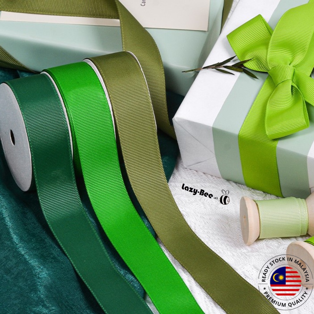 LAZY BEE 5 meter Hunter Sage Green Spring Moss Grosgrain Ribbon Reben ...