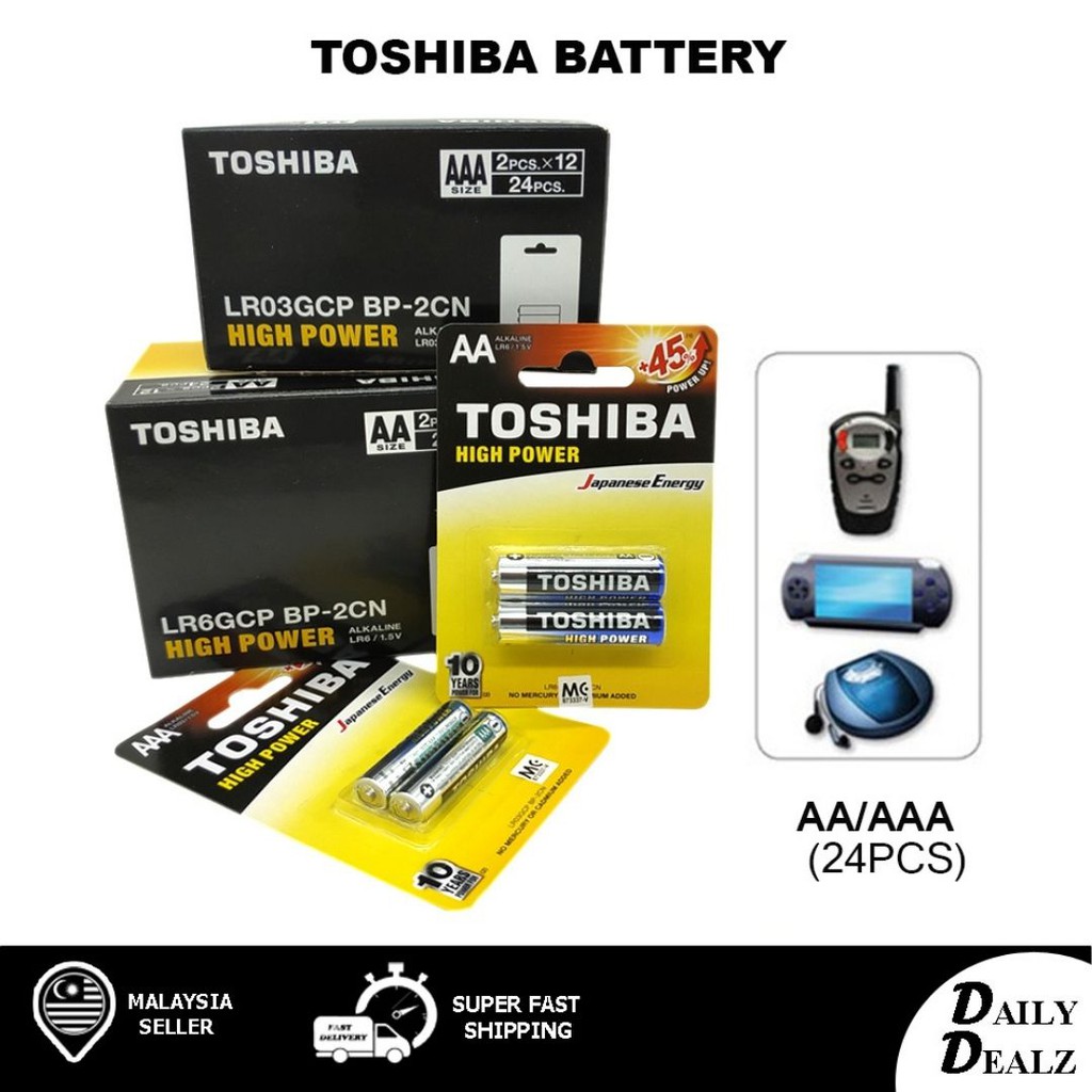 Toshiba High Power Alkaline AA/ AAA Battery (1box24Pcs) 100