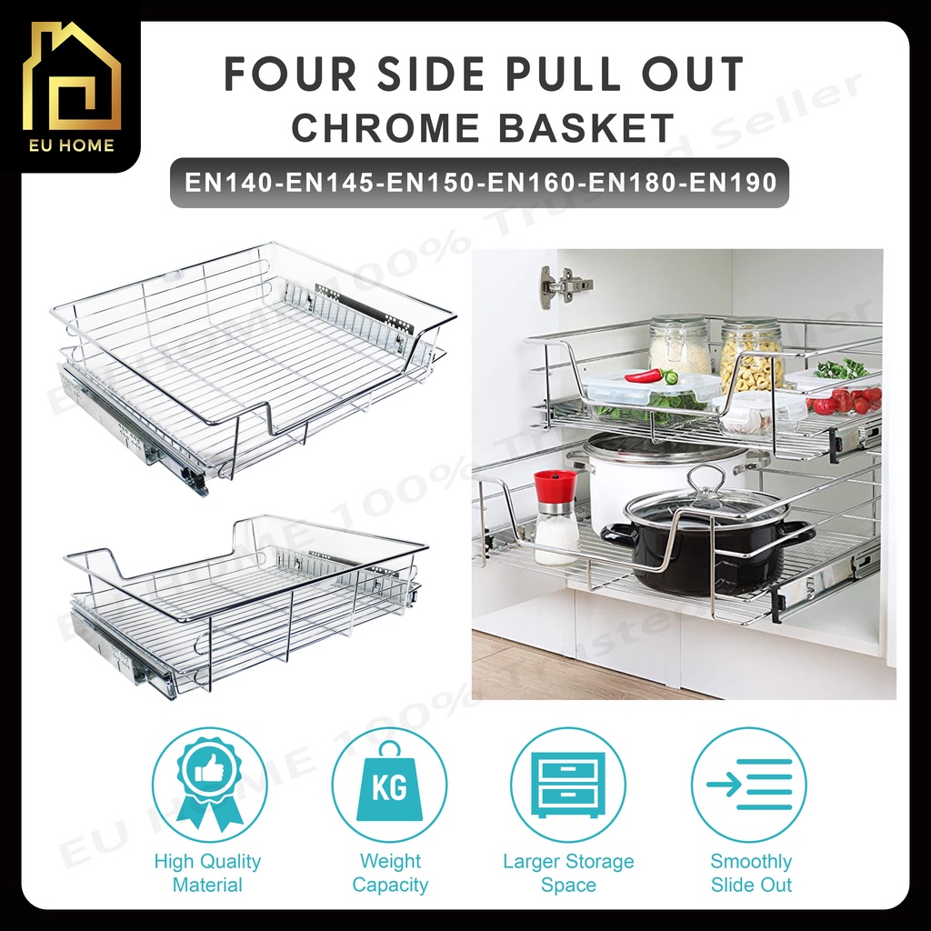 Kitchen Pull Out Basket (Chrome) 400mm/450mm/500mm/600mm/800mm