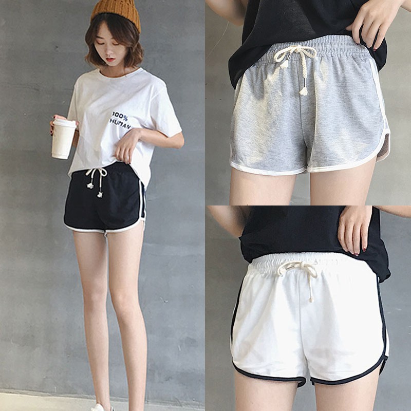 Women Cotton Casual Elastic Waist Short Pants Shorts