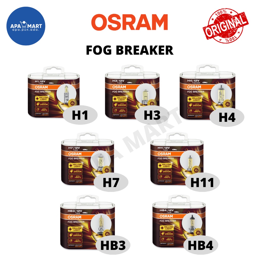 Genuine Osram Fog Breaker Set (2 pcs) H1 H3 H4 H7 H11 HB3 HB4 | Shopee ...