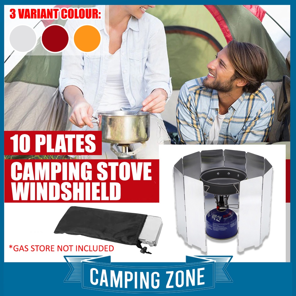 Foldable Outdoor Stove Windscreen 10 Plates Camping Cooking Gas Stove