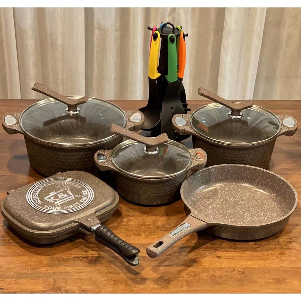 [Ready Stock] K&I Premium Germany Set 20Pcs Granite Cookware Set Periuk