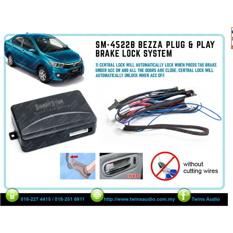 Perodua Axia 2017 2018 2019 3 in 1 Car Foot Brake Lock System + Auto ...