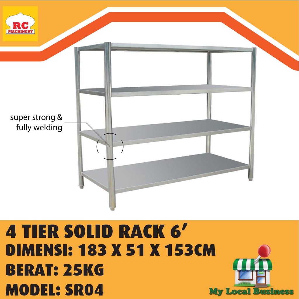 [PRE-ORDER] 4 Tier Solid Rack Stainless Steel | Rak 4 Tingkat Stainless ...
