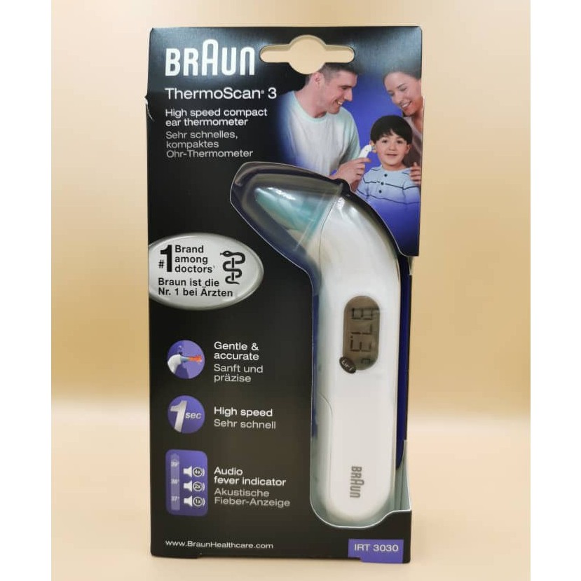 Braun ThermoScan 3 Series Ear Thermometer (2years warranty) Shopee