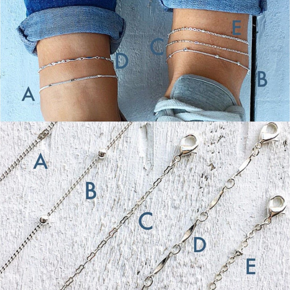 Minimalist Anklets Set (5 Anklets in a Set) | Shopee Malaysia