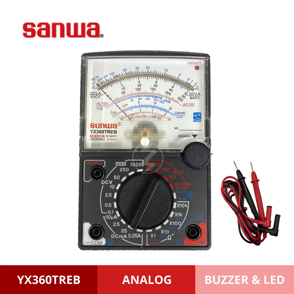 Sunwa Samwa Analog Type Multimeter Multi Meter Tester With Buzzer Led Yx Treb Yx