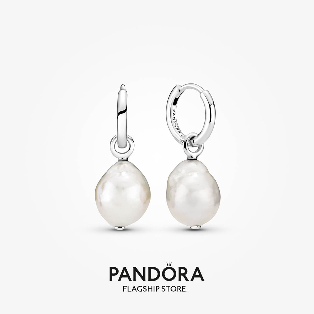 Pandora pearl store hoop earrings