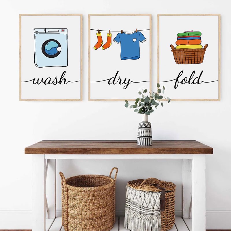 Print Colorful Laundry Room Wall Art Decorative Poster Modern Wash Dry ...