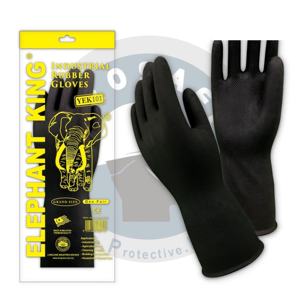 Multipurpose Elephant King Industrial Black Rubber Latex Glove Sarung ...