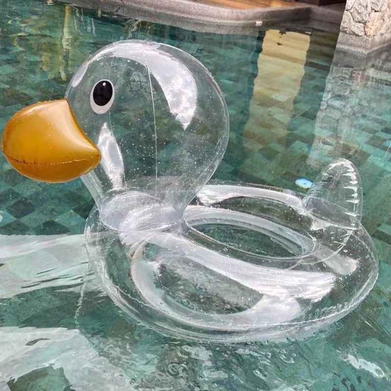 Clear Duck-shaped Swimming Ring Baby Inflatable Ring Float Circle ...