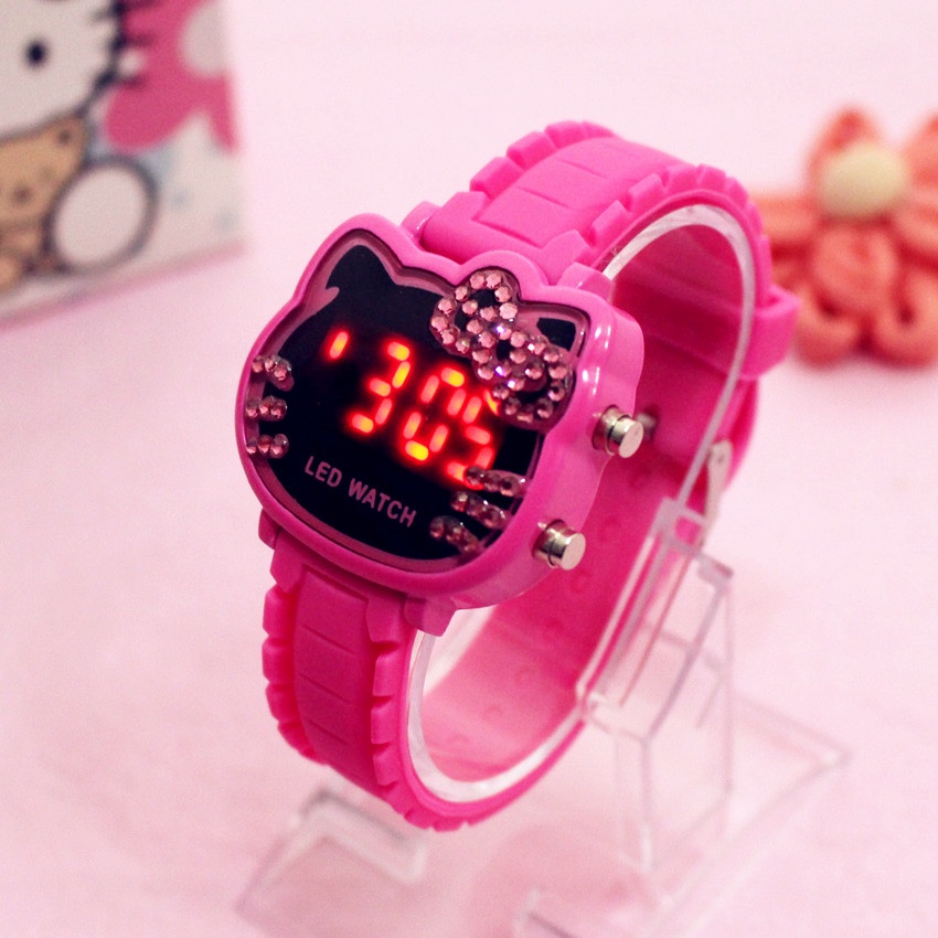 Kids Hello Kitty Led Cartoon Watch Silicone Strap Girls Watch Shopee Malaysia