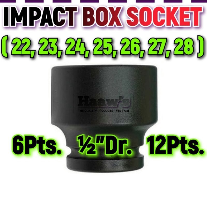 22mm, 23mm, 24mm, 25mm, 26mm, 27mm, 28mm IMPACT BOX SOCKET WRENCH ...