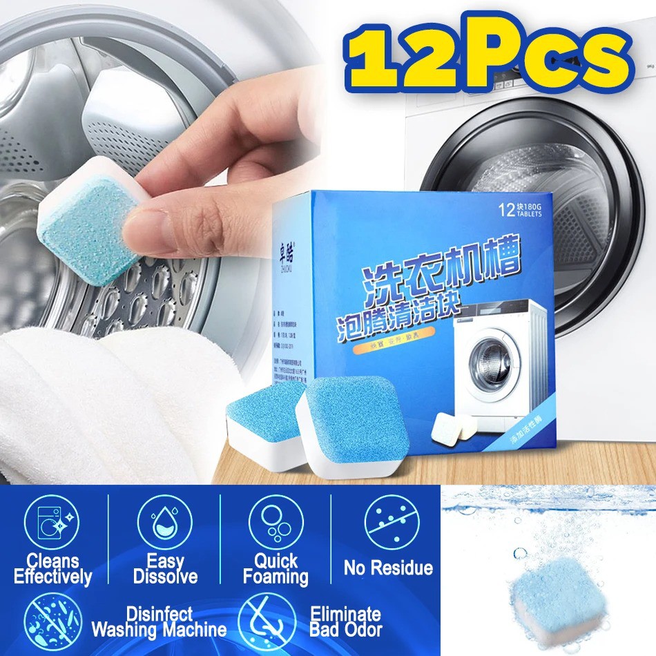 Orientalfine 12PCS Easy Dissolve Washing Machine Cleaning Disinfectant