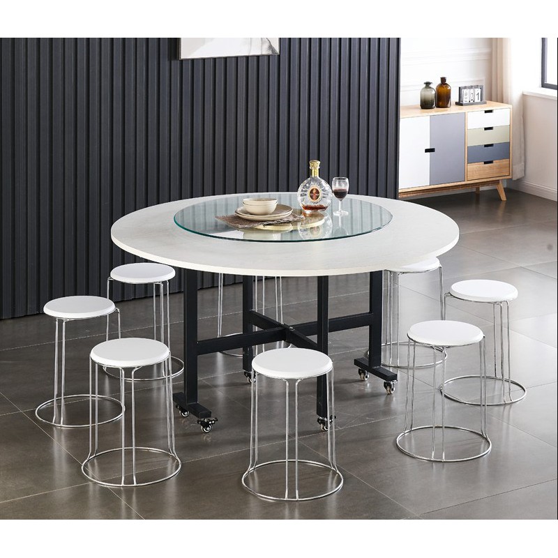 Folding round table with wheels dining table living room dining table
