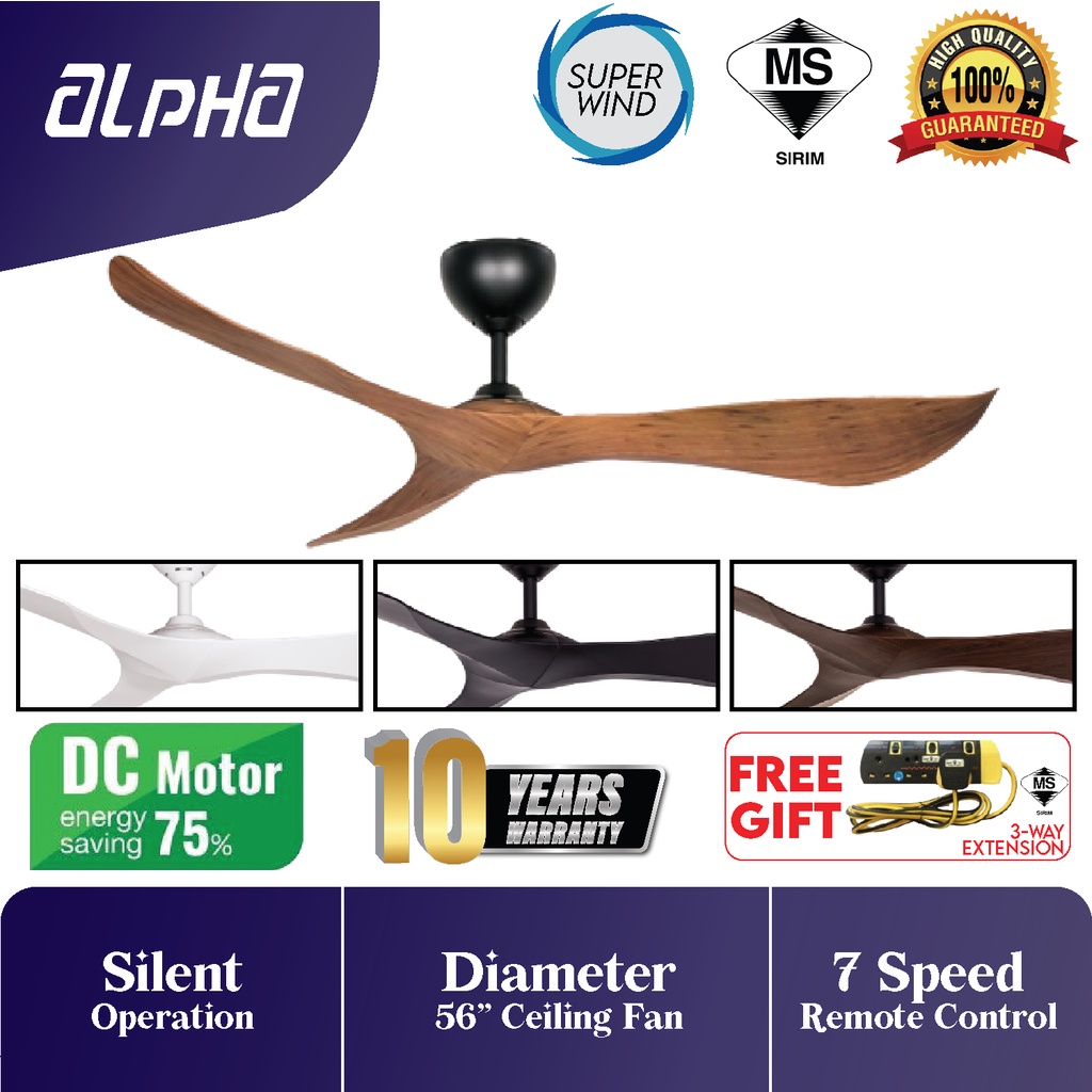 ALPHA Alkova - KOKO 56 Inches DC Motor Ceiling Fan with 3 Blades (7 ...