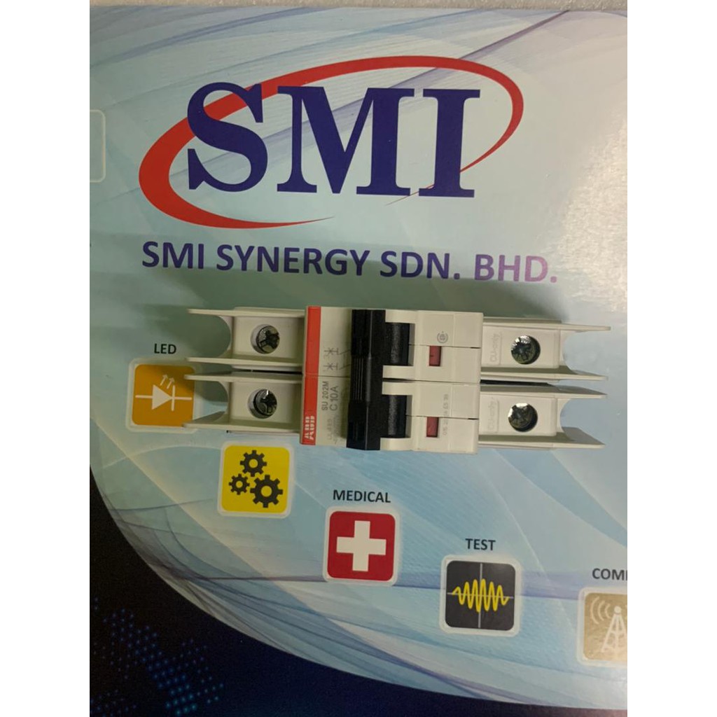 ABB Miniature Circuit Breaker, Trip Curve C, 10 Amp, 2 Pole, UL489 ABB