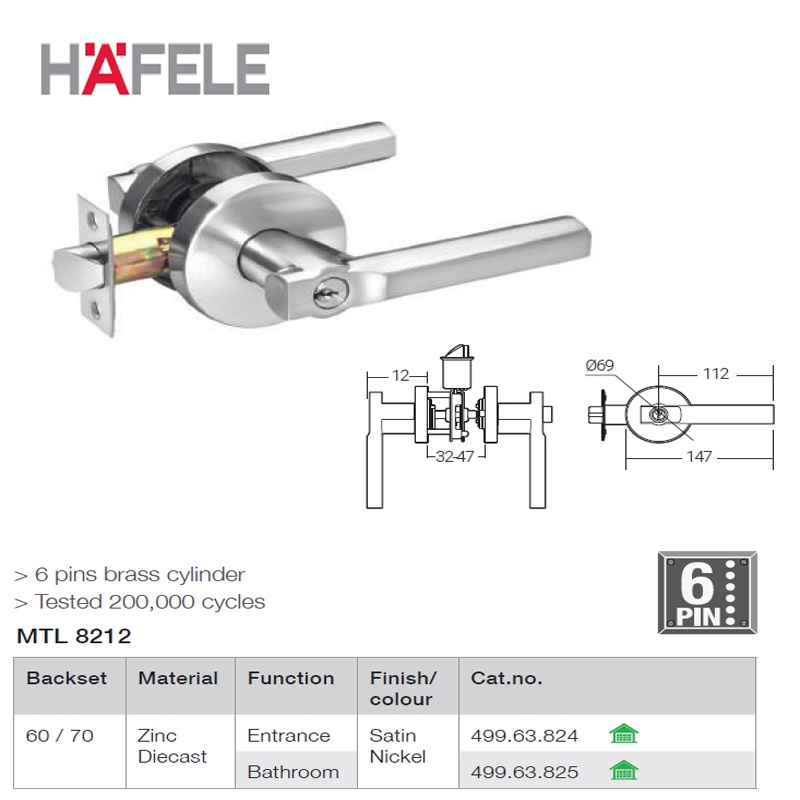 Hafele Tubular Lever Lockset Shopee Malaysia