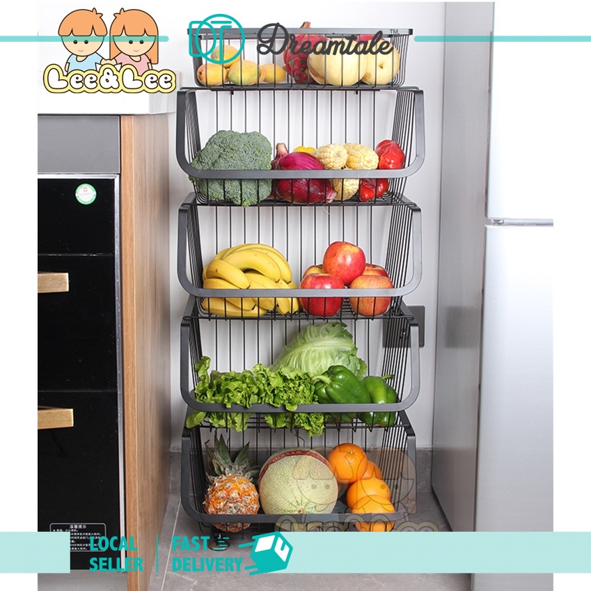 Kitchen Rack Trolley Storage Rack Spice Rack Steel Fruit Storage Holder ...