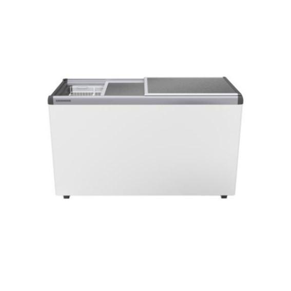 LIEBHERR CHEST FREEZER, FLAT GLASS LID 432 LITER WITH SLIDING FOAM LIDS