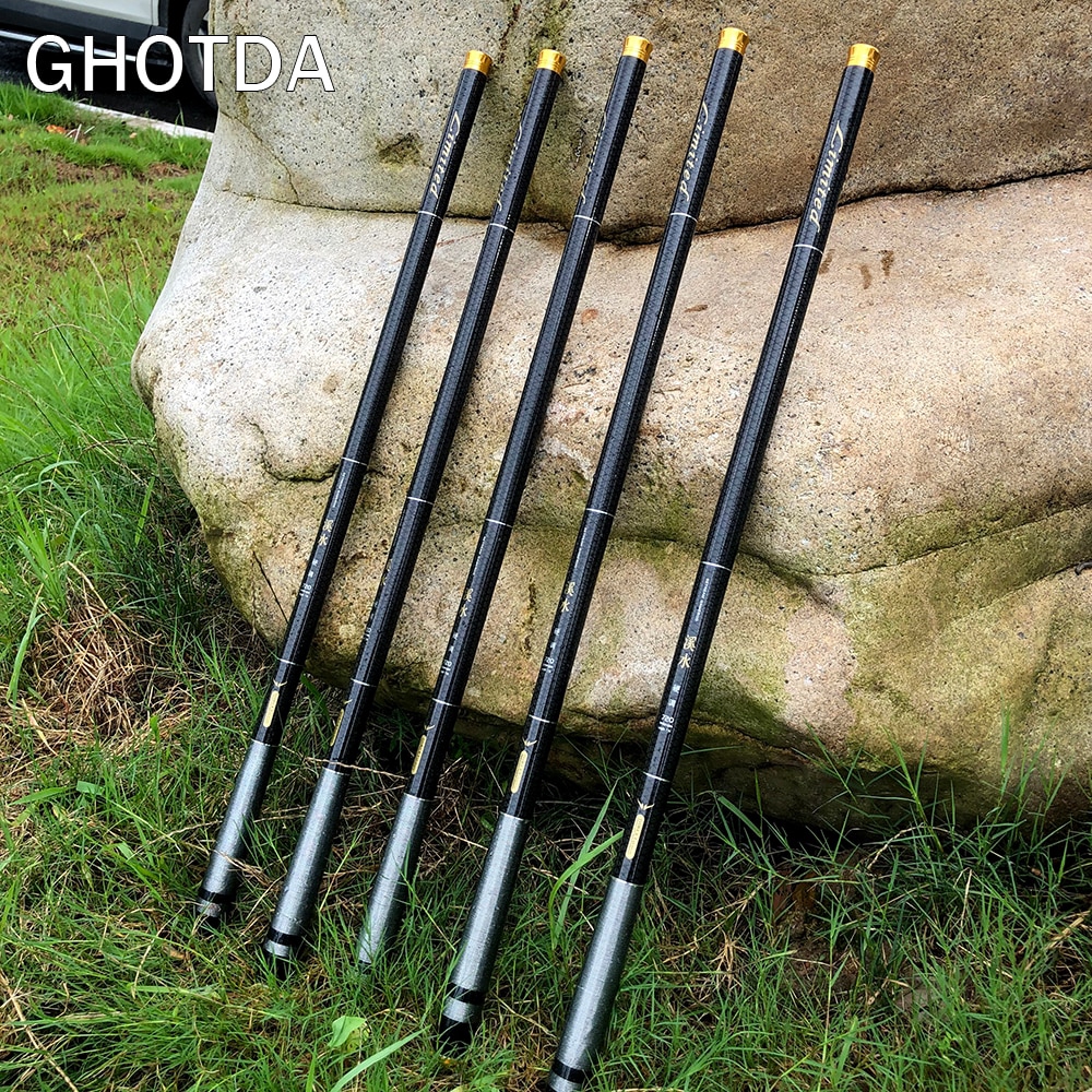 GHOTDA High Carbon Super Hard Stream Rod 3.6M-7.2M Telescopic Fishing Rod  Hand Pole