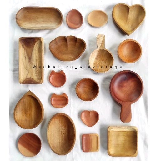 KAYU Assorted Mini Bowls Teak Mahogany Sapodilla Sambal Container Mask ...