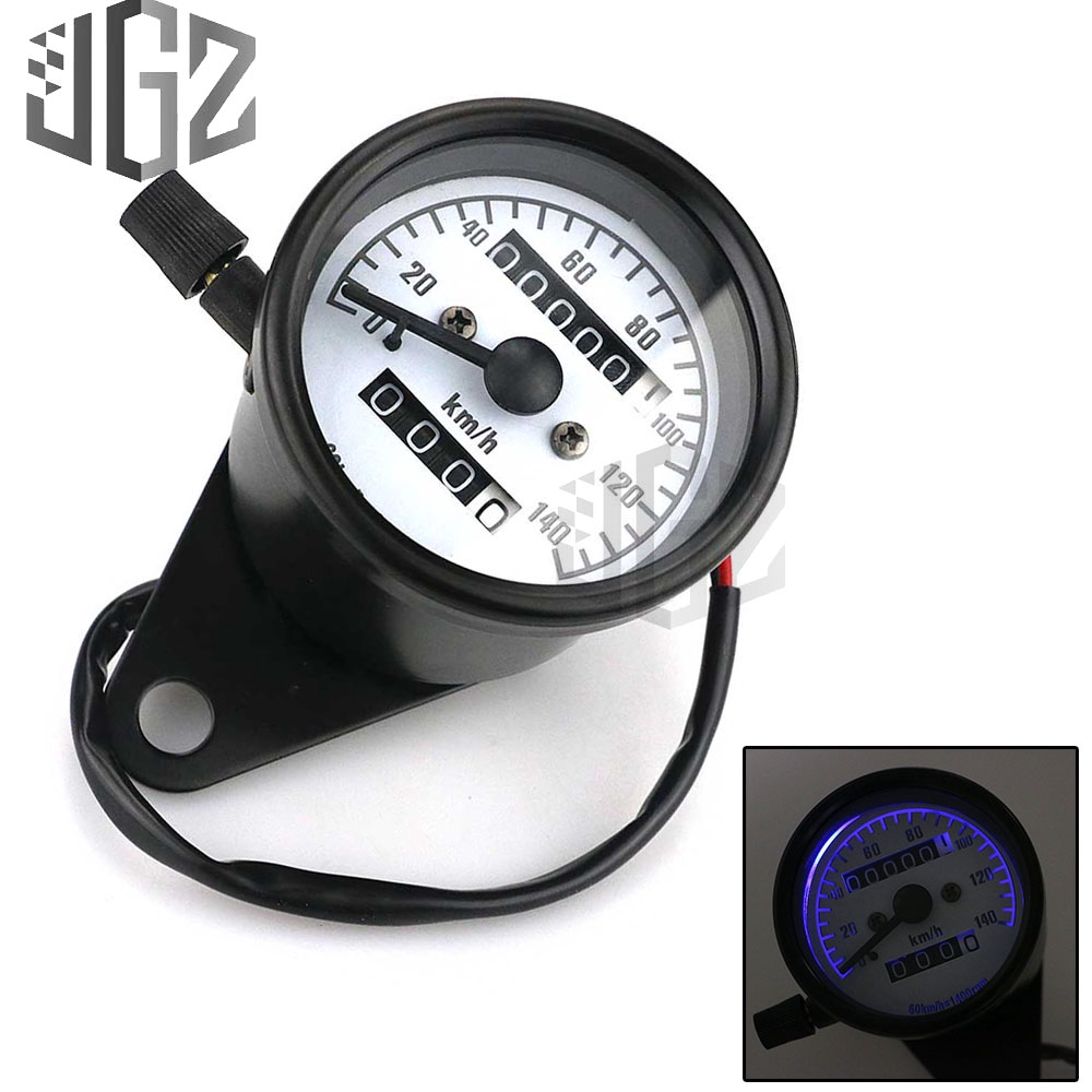 Motorcycle Speedometer Gauge Odometer 12V Cafe Racer Dual Display Speed ...