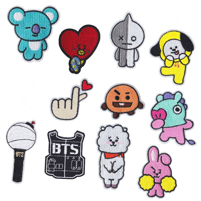Kpop BT21 BTS Bangtan Boys Patch DIY Sew on Iron on Badges Patches ...