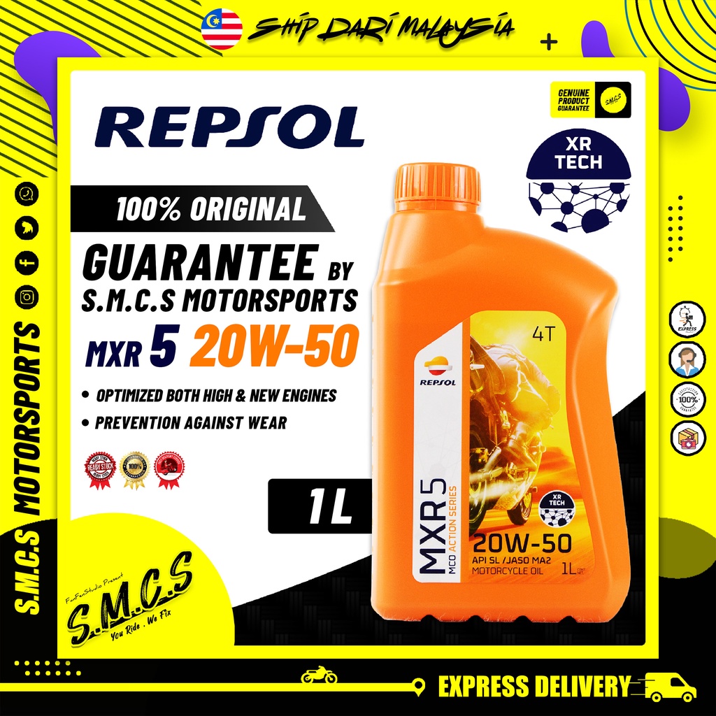 REPSOL 4T 20W50 MXR 5 [NEW] 1L XR Tech MCO ACTION SERIES (100ORIGINAL