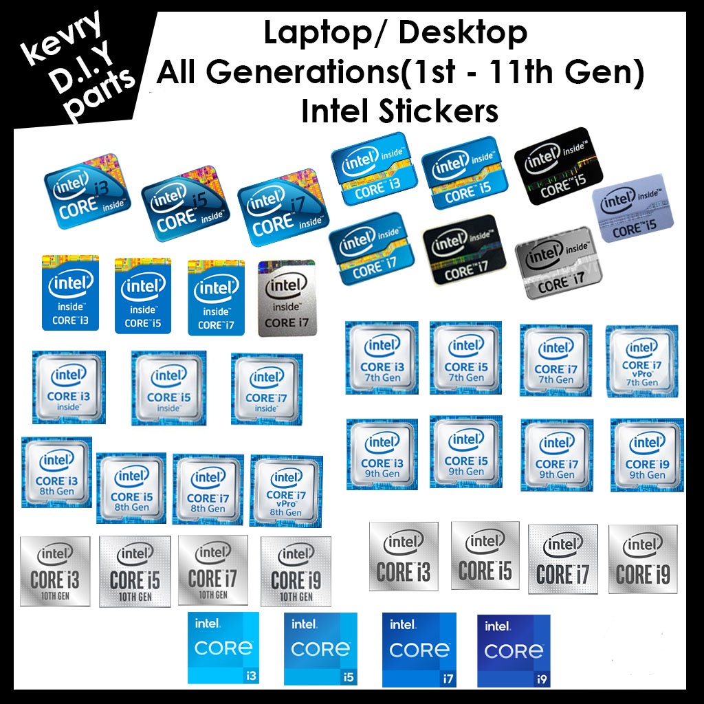 Intel i3 i5 i7 Sticker Core I9 I7 2nd Gen, 3rd Gen, 4rd Gen Sliver
