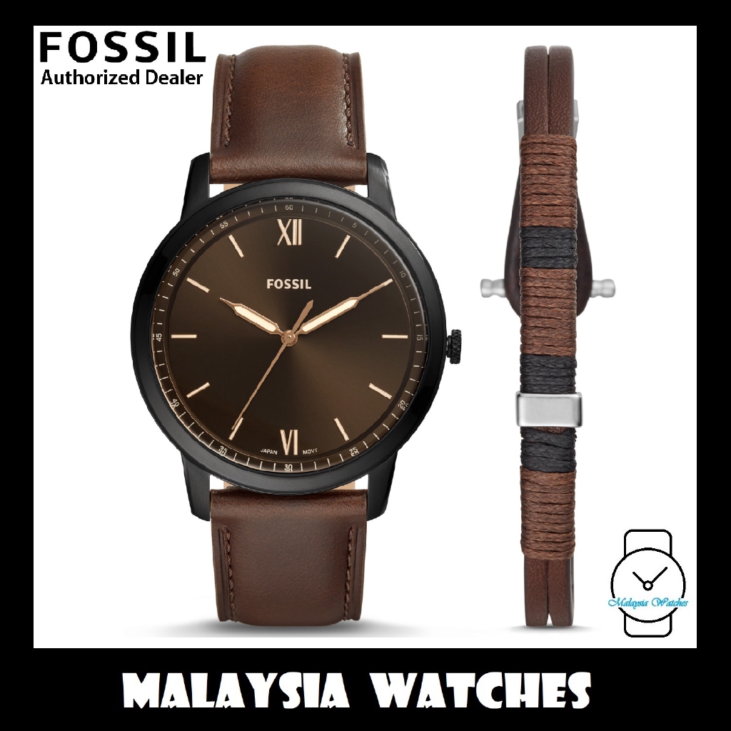 OFFICIAL WARRANTY Fossil Men s FS5557SET Minimalist Brown Leather