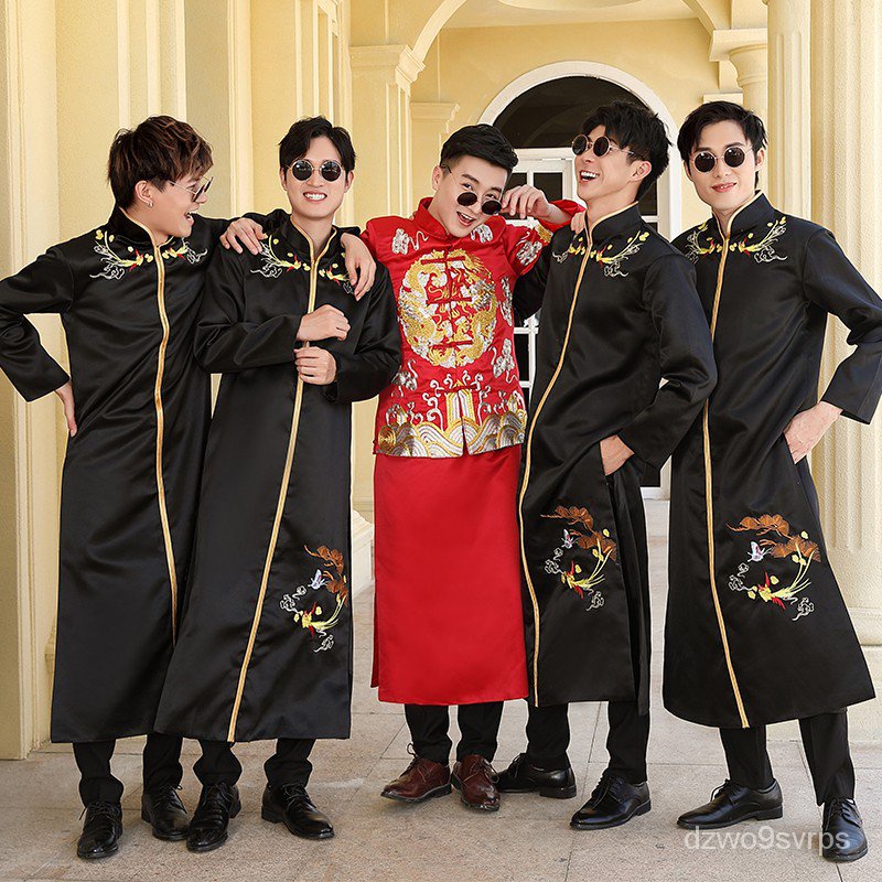 【Malay Spot】S~4XL Black Men's Chinese Traditional Wear Kung Fu Costume ...