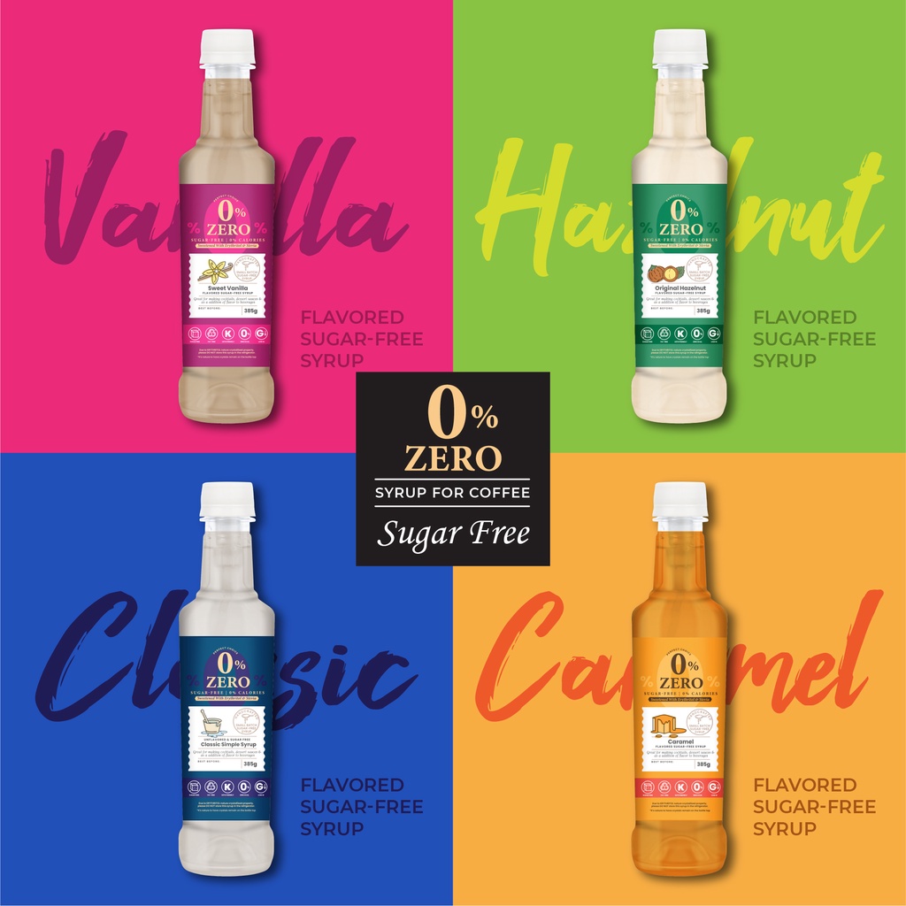 ZERO Sugar Free Syrup Keto Friendly Low Calorie Stevia & Erythritol