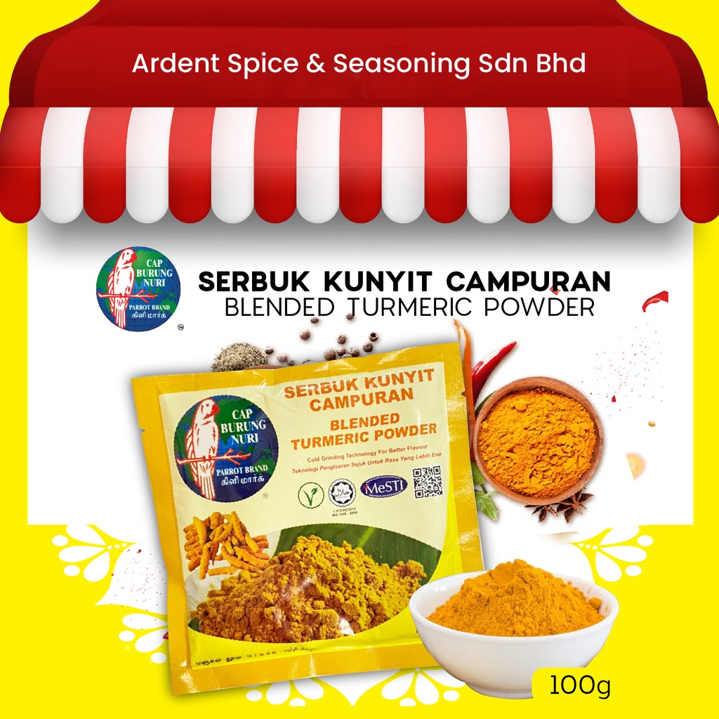 Parrot Brand Blended Turmeric Powder 100g Serbuk Kunyit Campuran Cap Burung Nuri 100g 6062