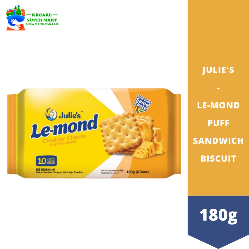 Julie's Lemond Cheddar Cheese Puff Sandwich Biscuit 180g Shopee