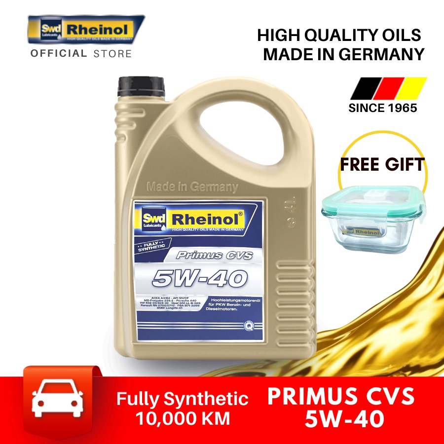 Swd Rheinol Fully Synthetic Primus CVS SAE 5W40 4L : (FOC Glass Food ...