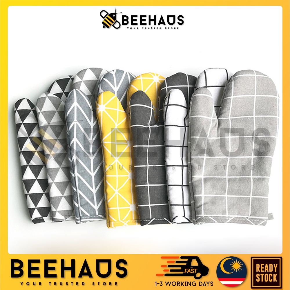 BEEHAUS Oven Glove Heatproof Resistant Oven Mitten Cooking Microwave ...