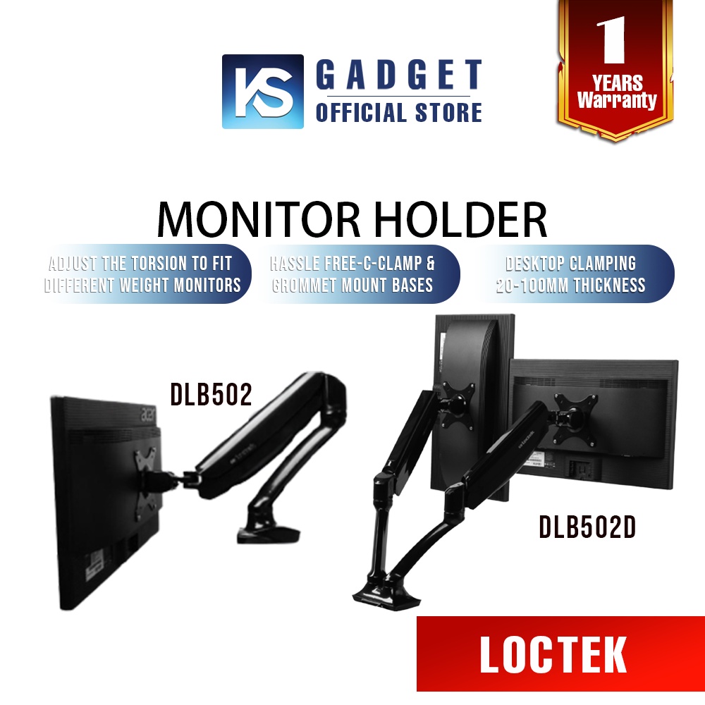 Loctek DLB502/DLB502D Gas Spring Full Motion Desktop 10