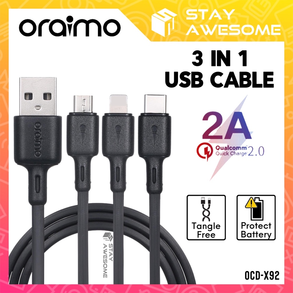 ORAIMO Cable 3 In 1 Cable Android Cable Charger Cable 3 In 1 USB Cable ...