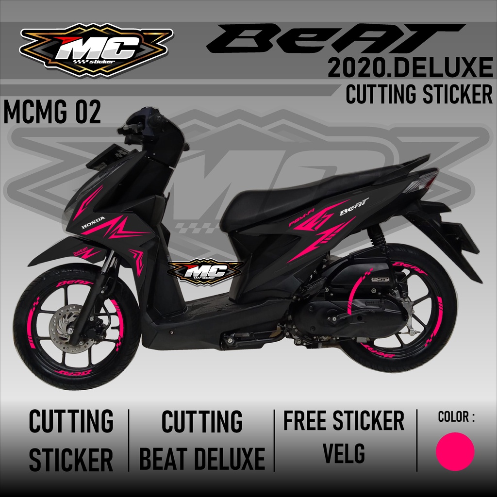 Mc Cutting Sticker Beat Deluxe - Motorcycle Accessories Sticker Honda Beat 2020 2021 2022 Schotlite Cutting Sticker Striping Lis Variation Beat Deluxe/CBS/ISS/Street Hologram Laser Chrome Rainbow And Solid Color Simple Minimalist Elegant Stylish MCMG 02