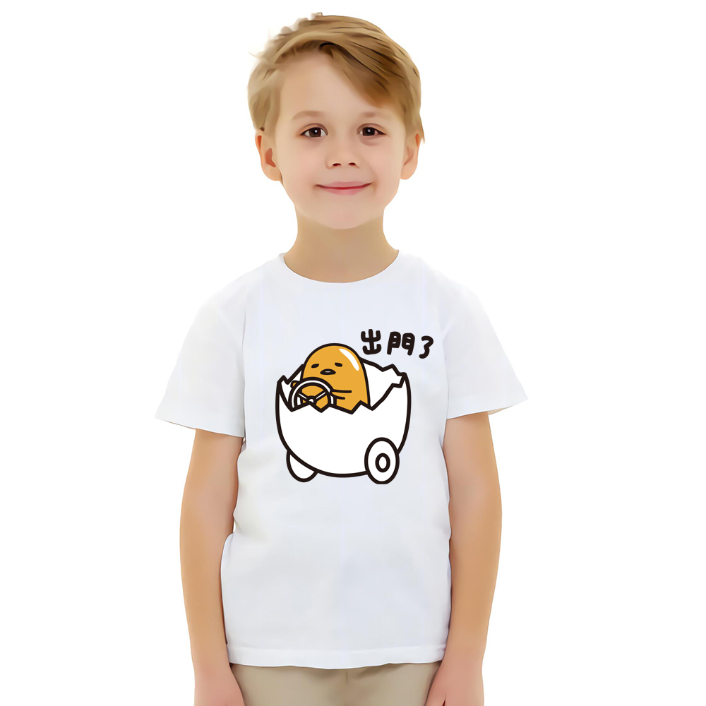 Kawaii Gudetama T Shirt Children Cute Summer Top Boys Girls Funny Lazy Egg Go Out by Bike Cartoon T shirt Summer Clothes Shopee Malaysia