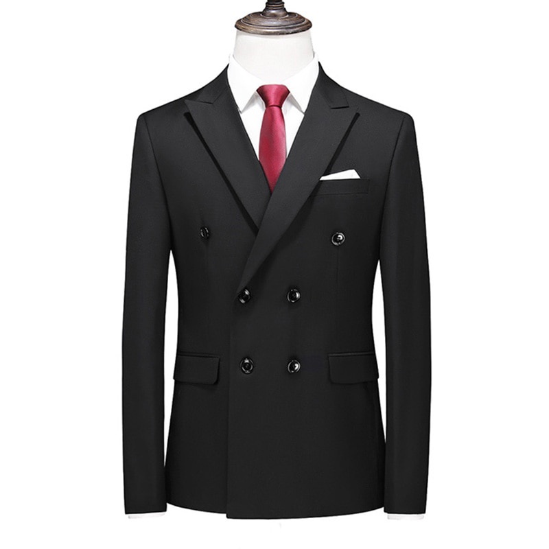 Mens Formal Slim Blazer Double Breasted Smart Business Suit Jacket Men  Party Casual Office Jacket