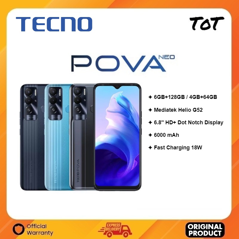 Tecno Pova Neo Big Massive Battery Big Screen Memory Fusion (4 + 64GB ...