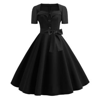 Plus Size Women Dress Vintage robe rockabilly 50s Black Sleeveless Swing  Party Dresses Feminino Vestidos