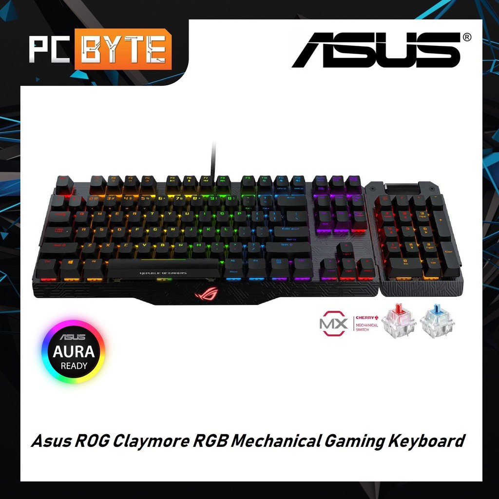 ASUS ROG MA01 Claymore Cherry Mechanical Gaming Keyboard - Blue/Red ...